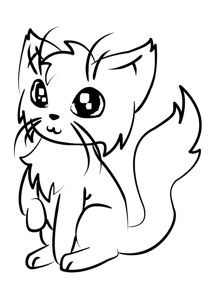 Anime Cat Coloring Page
