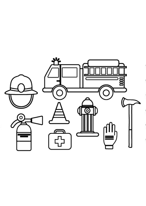 Fire Fighting Tools - Coloring Book - Razukraski.com