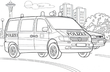 Coloring page Mercedes police van Print Free