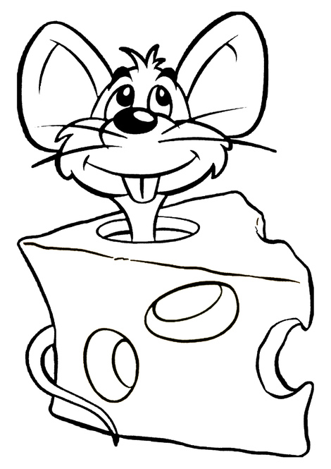 Mouse in cheese-coloring book - Razukraski.com