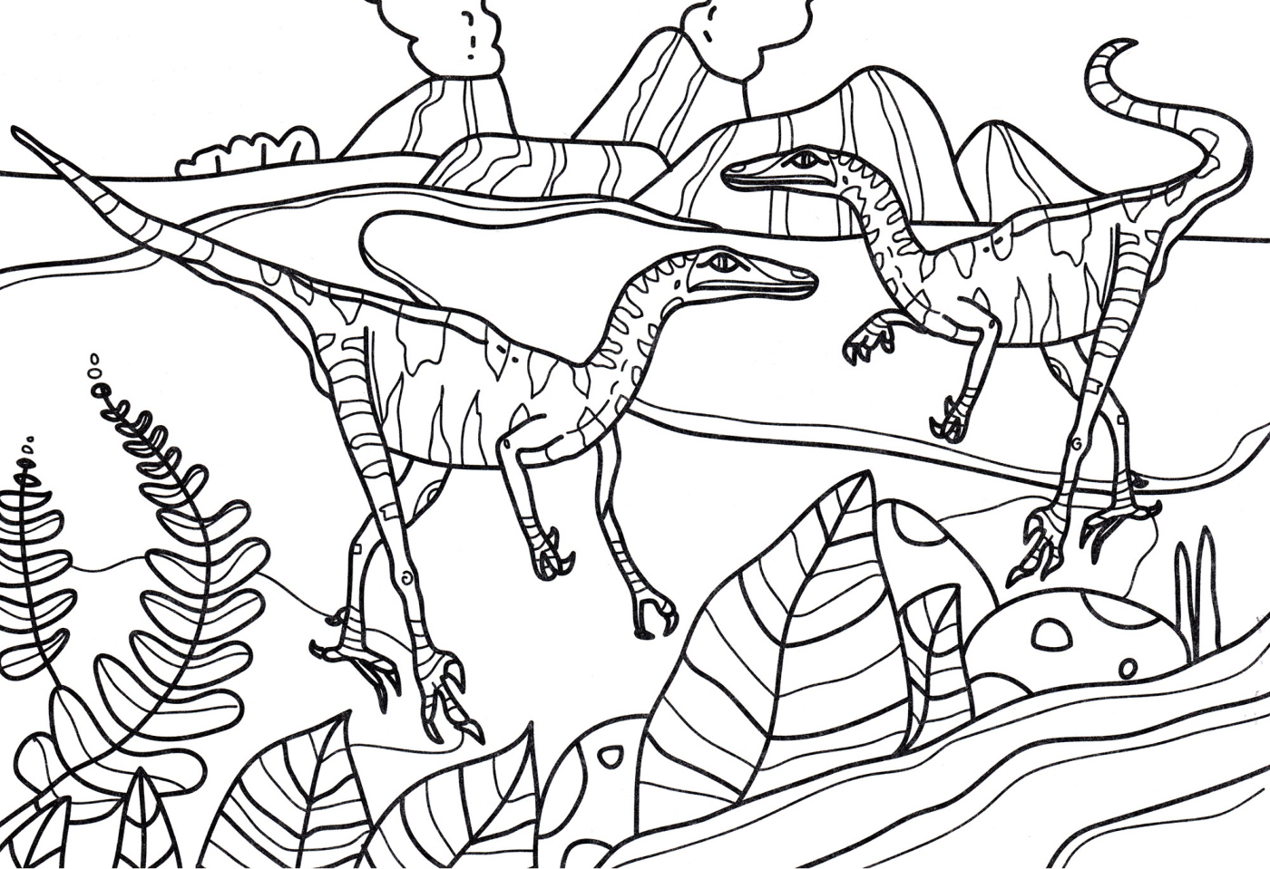 Coloriages de dinosaures à imprimer et à télécharger.