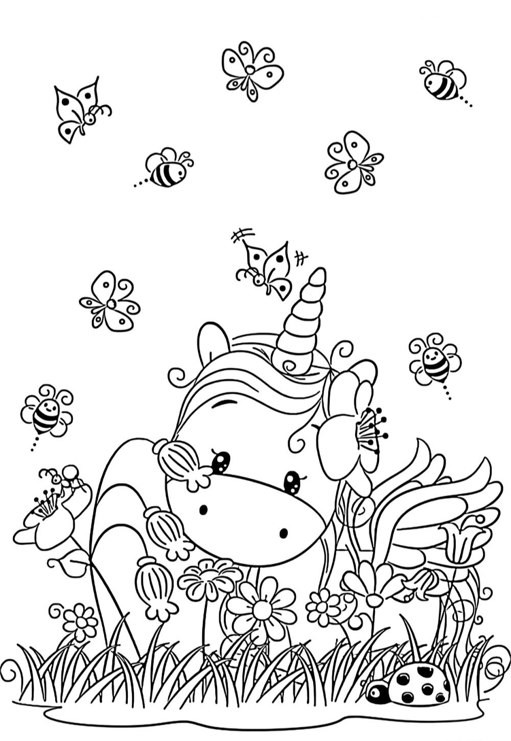 Unicornio Para Colorear para niñas – Imprimir gratis