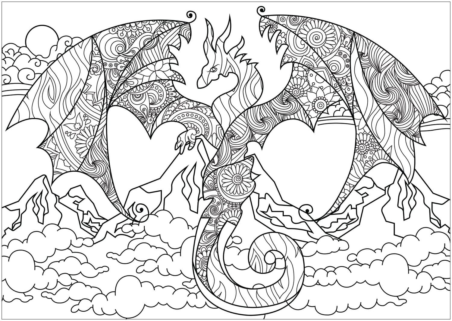 Coloriage Dragons. Imprimer gratuitement.