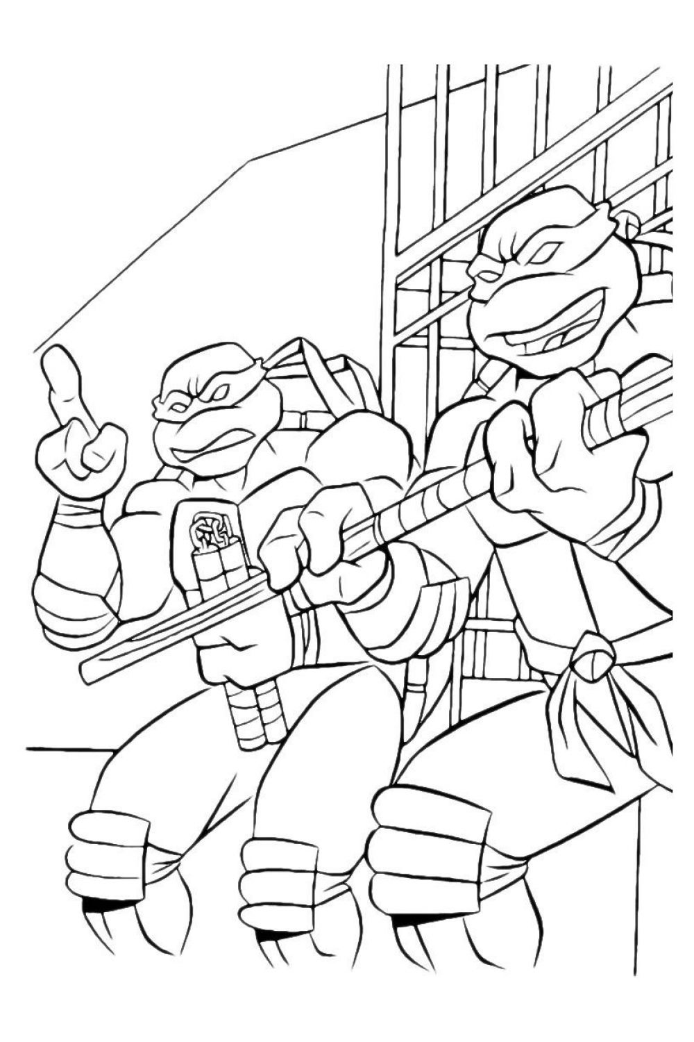 Ausmalbilder Ninja Turtles aus dem Cartoon.