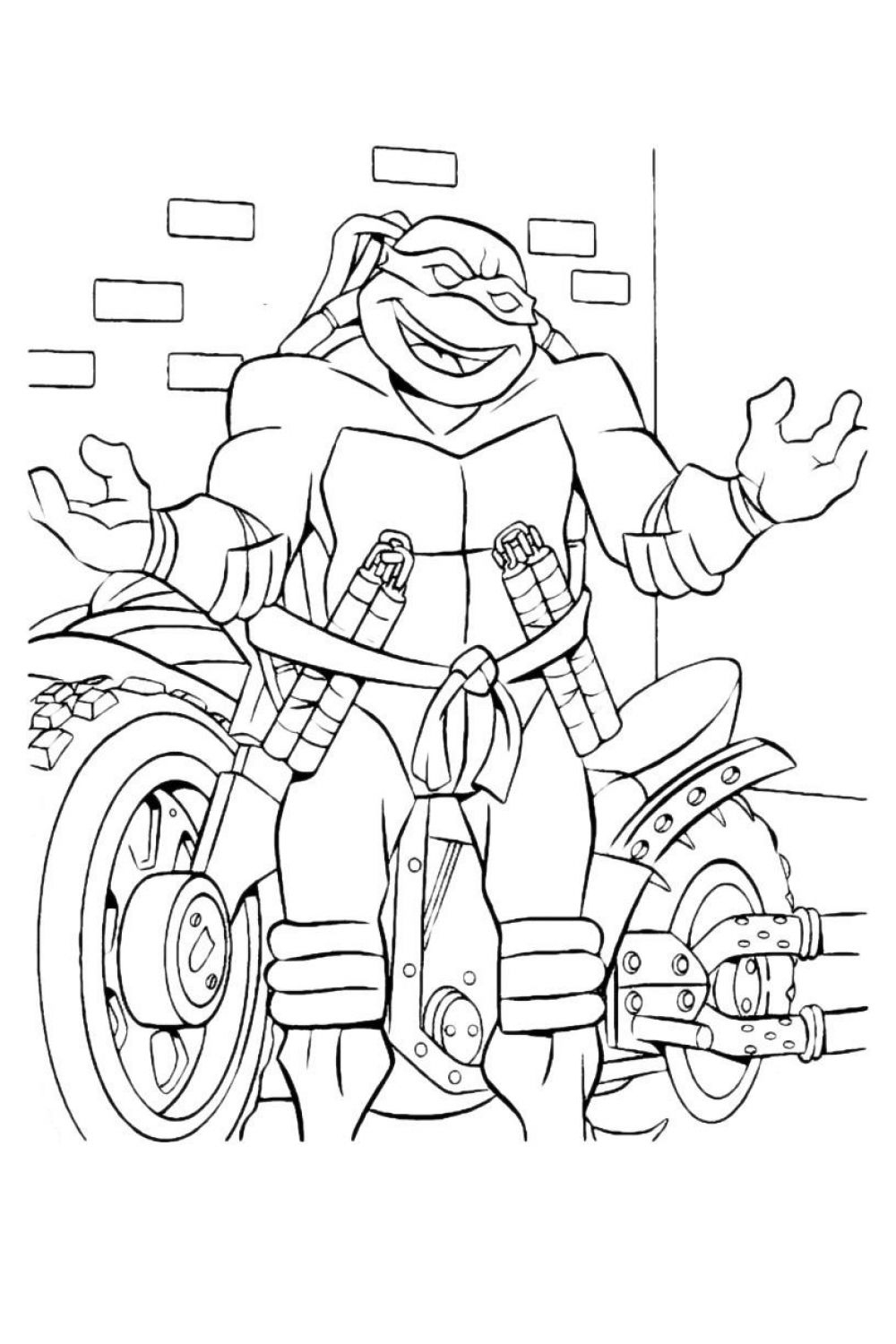 Ausmalbilder Ninja Turtles aus dem Cartoon.