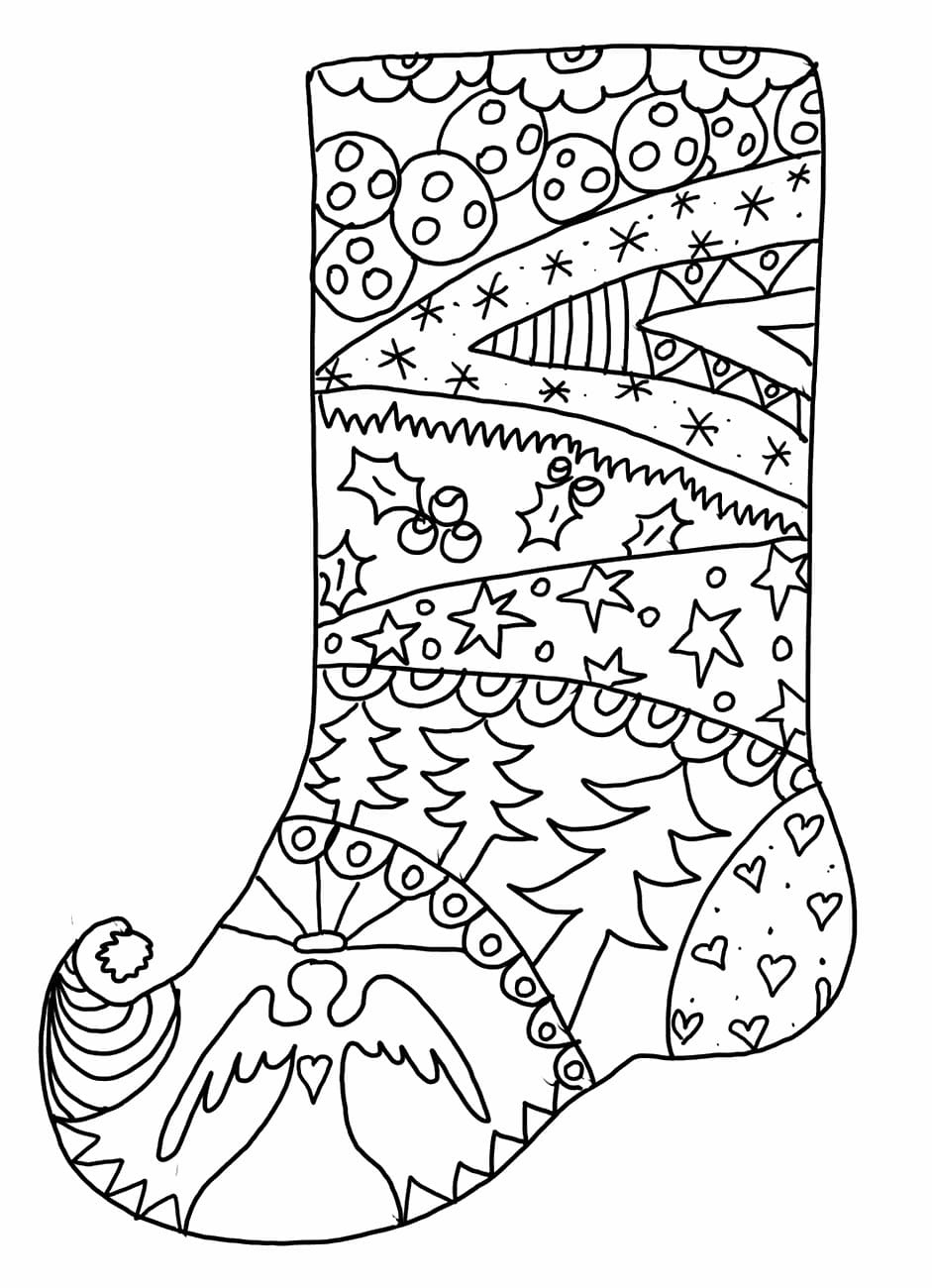 Calcetines de Navidad Para Colorear para imprimir