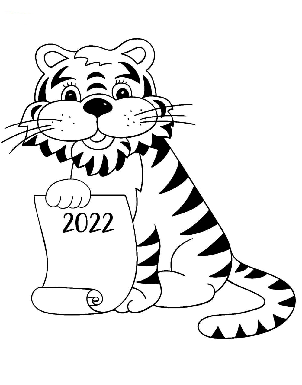 Desenhos Para Colorir Feliz Ano Novo 2022 | Ano do tigre