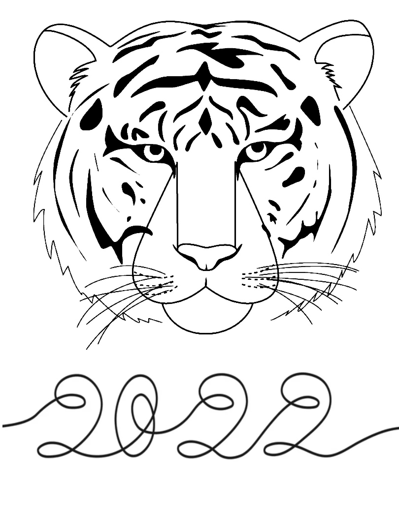 Dibujos para colorear feliz año nuevo 2022 / año del tigre