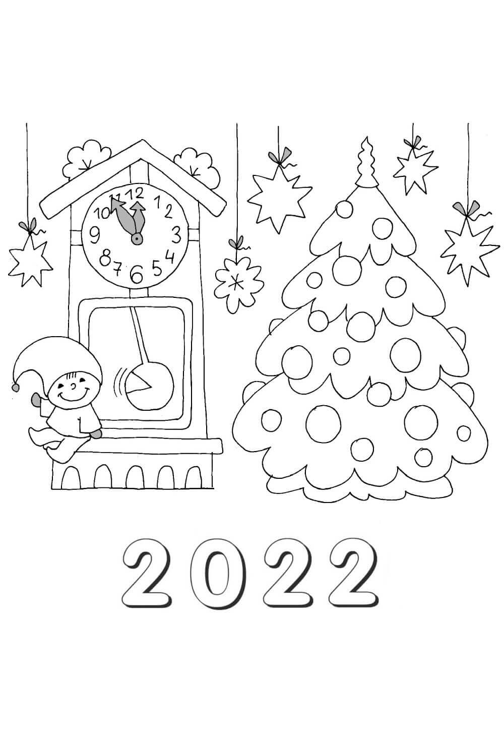 Coloriage Bonne Année 2022 | Année du Tigre