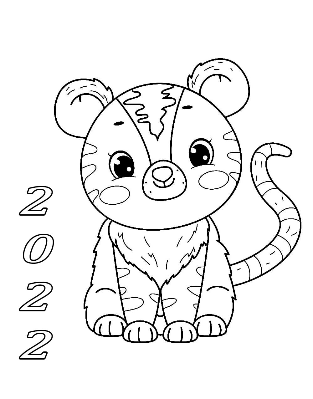 Dibujos para colorear feliz año nuevo 2022 / año del tigre