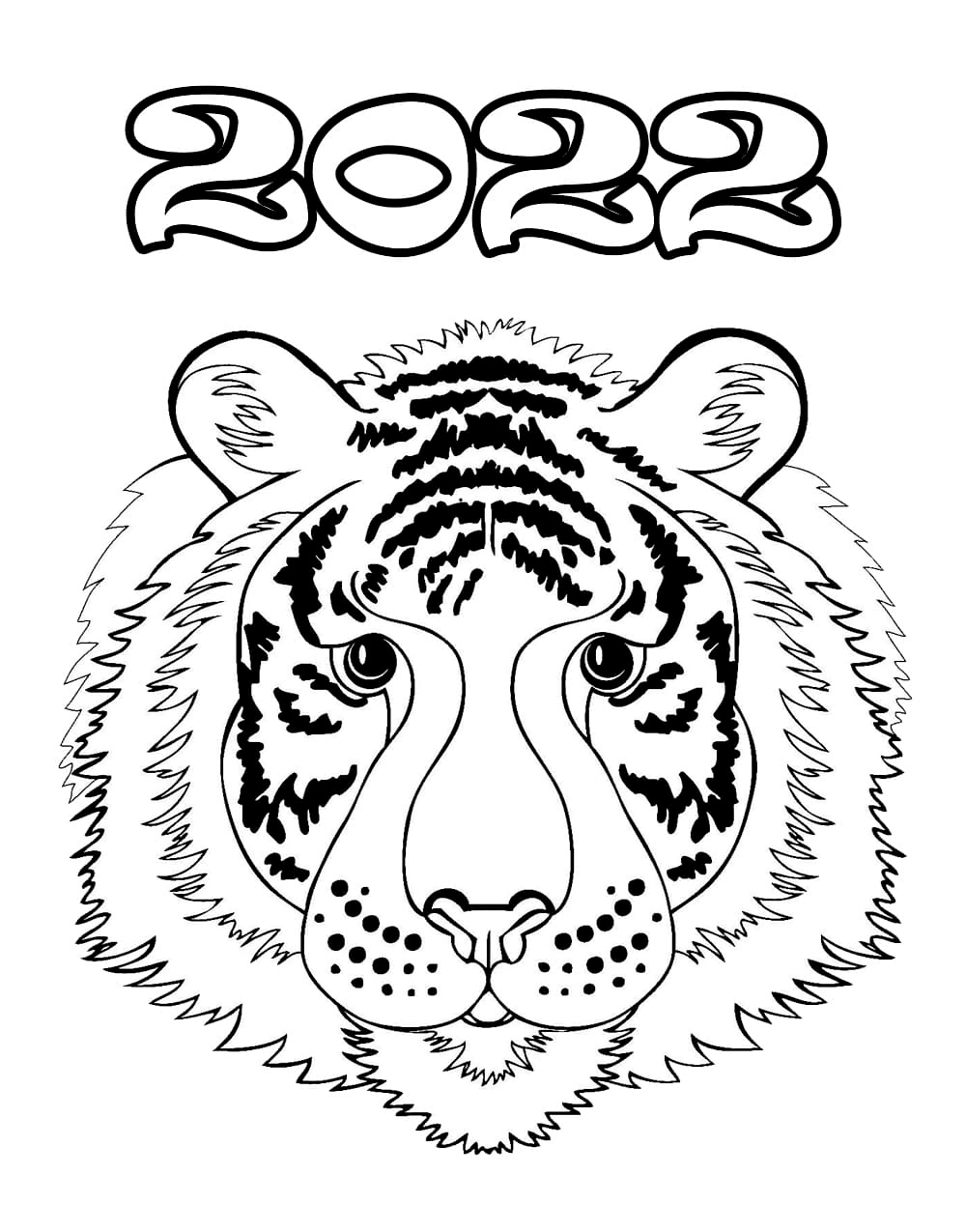 Ausmalbilder frohes neues Jahr 2022 | Jahr des Tigers