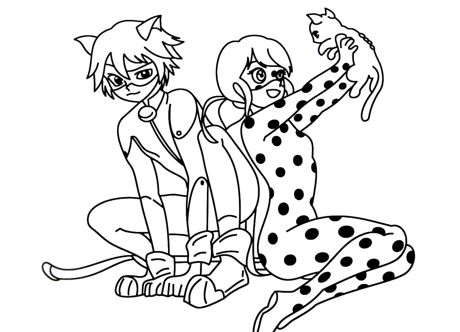 Dibujos para colorear Ladybug y Cat Noir para imprimir y descargar