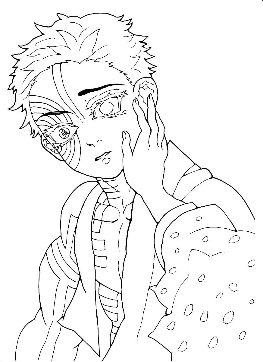 Coloring page Akaza Fell in love