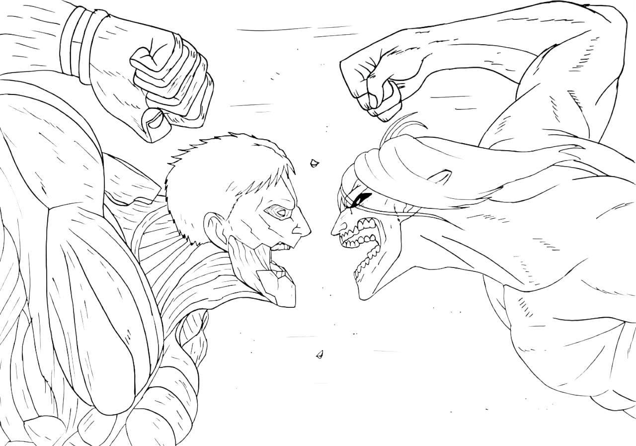 Coloring page Attack on Titans Battle of the Titans