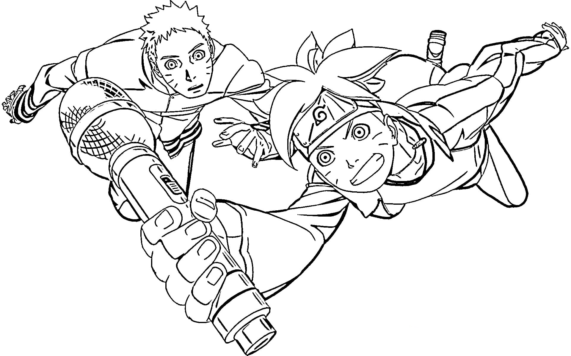 Ausmalbild Boruto Naruto und Boruto