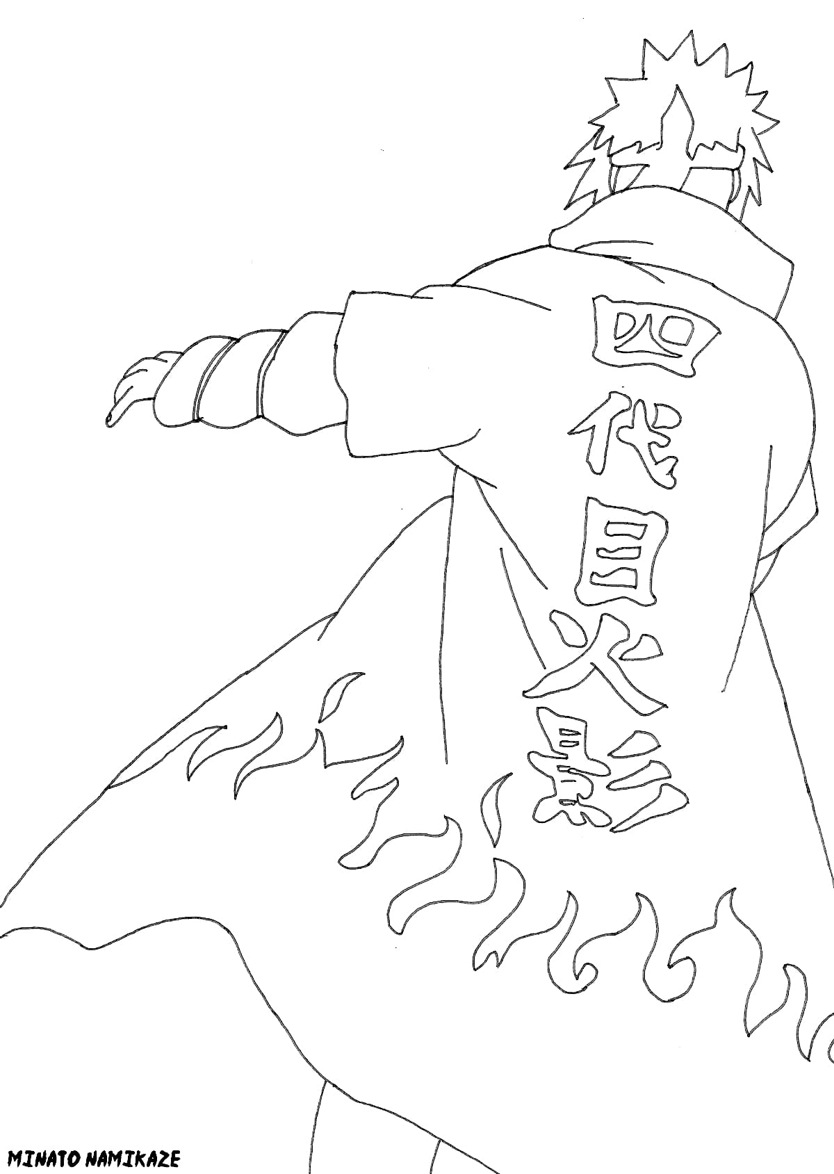 Coloring page Minato turned his back