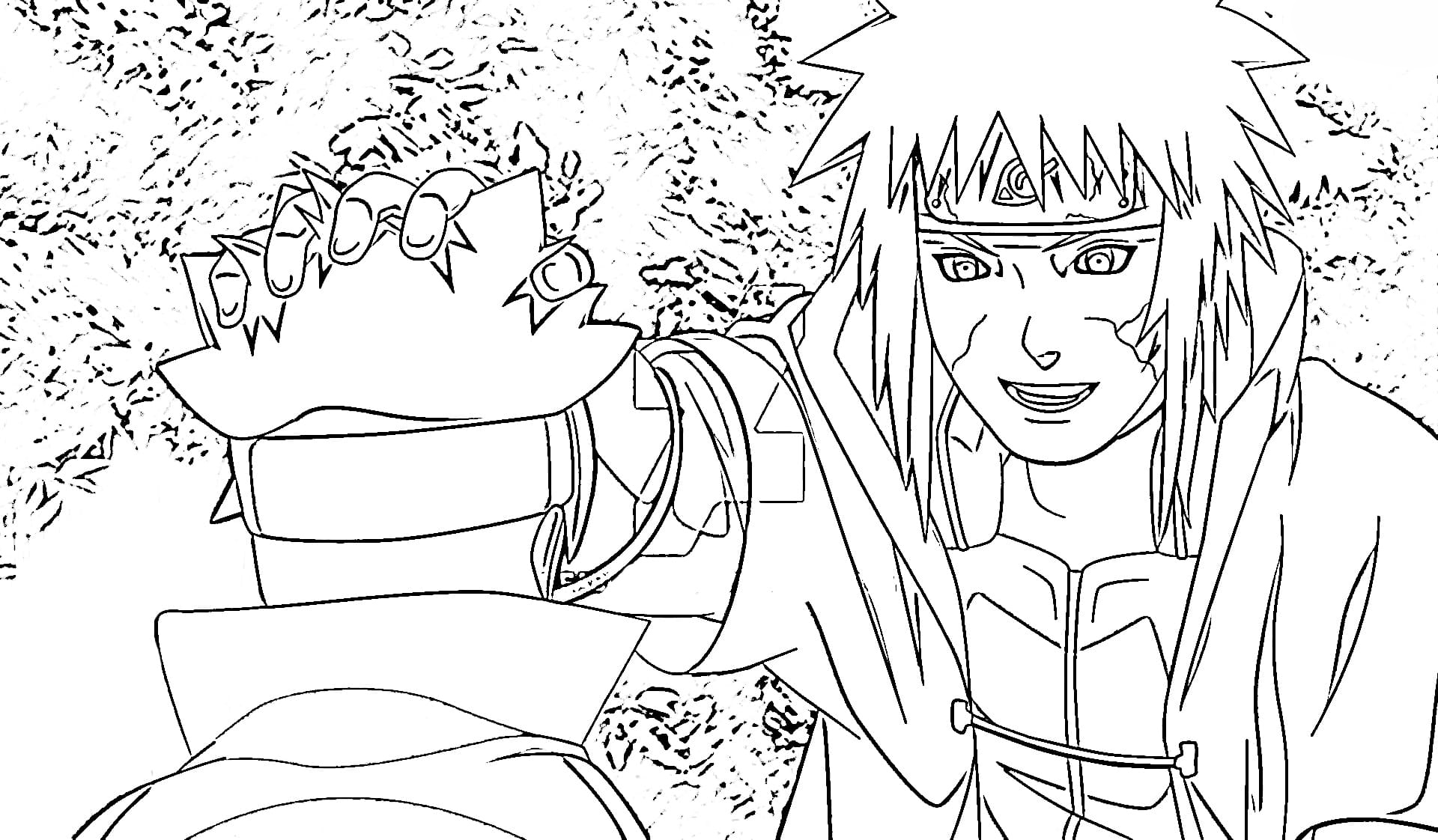 Coloring page Minato and Naruto Uzumaki