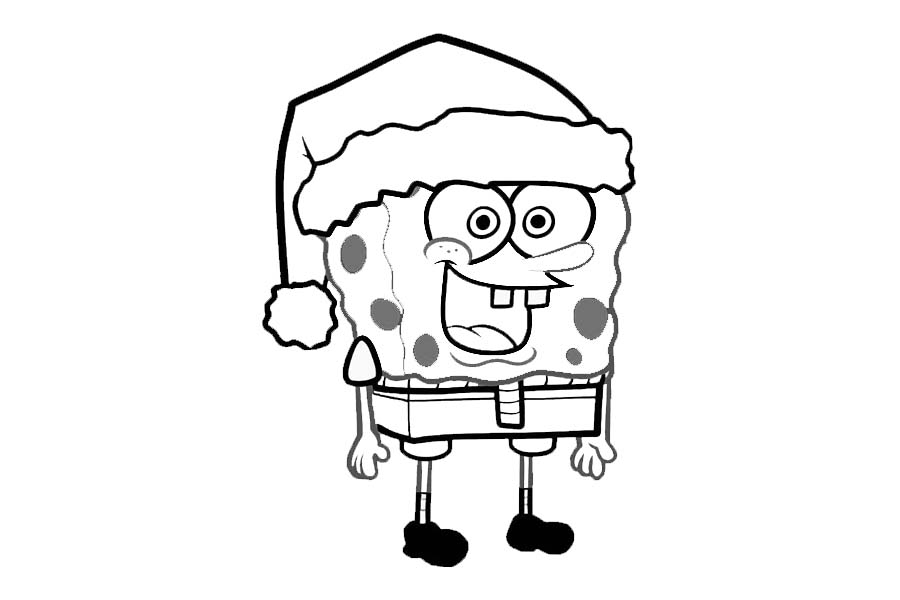 Bob Esponja em um chapéu de Natal 