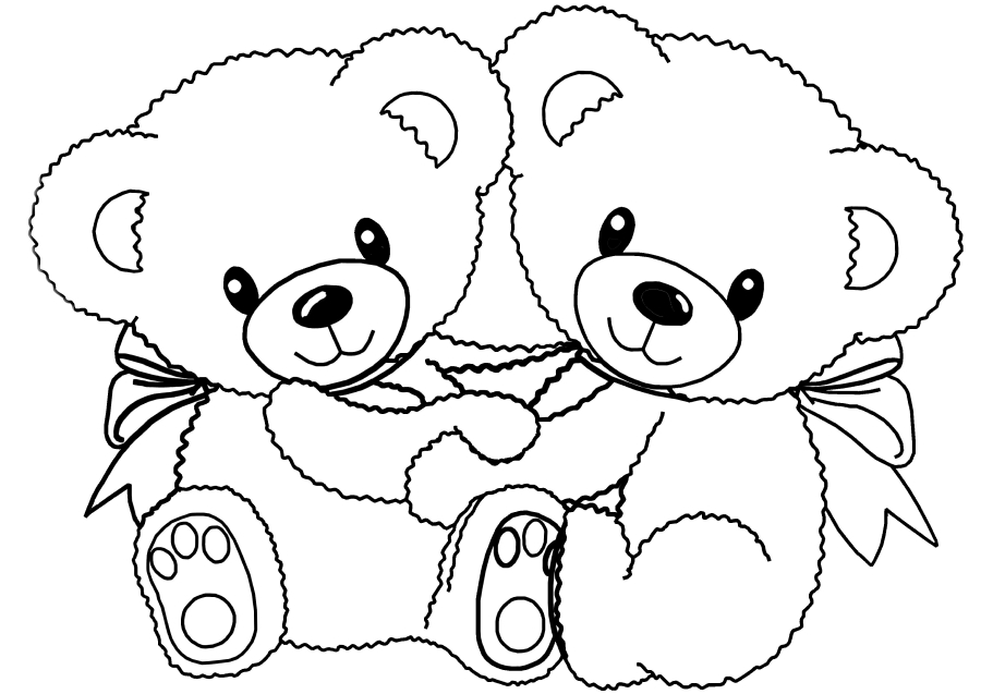 A pair of cuddling Teddy bears