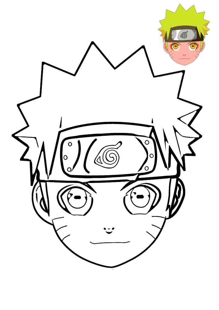 Naruto Face - värityskirja ja ehdotettu vaihtoehto väritykseen
