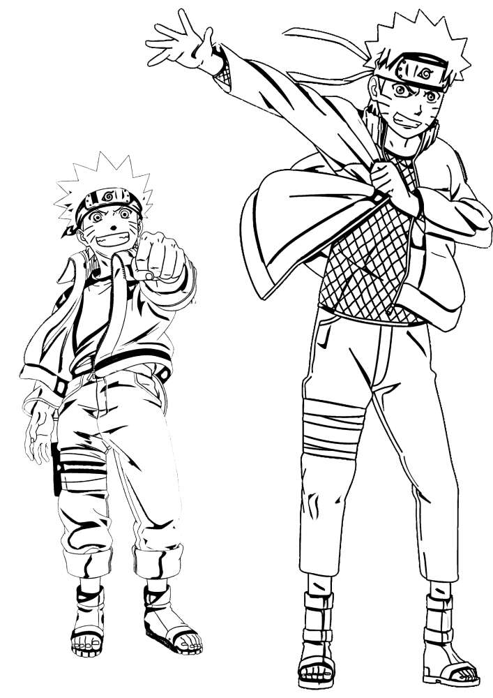 Naruto en diferentes poses - libro para colorear