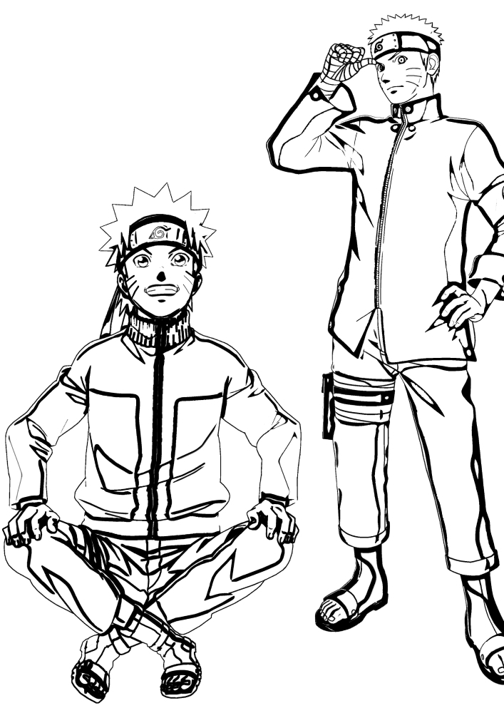 Coloring pages with two Naruto characters