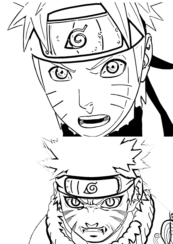 Naruto visages - coloriage