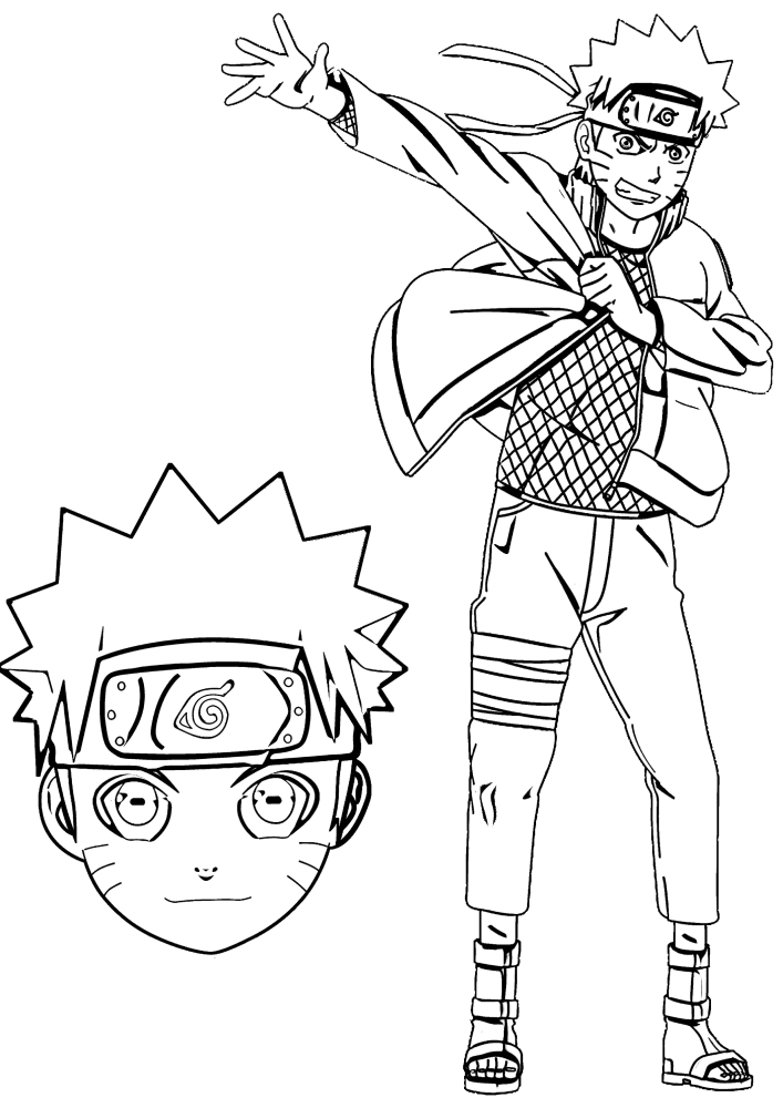 Naruto se quita la máscara para colorear