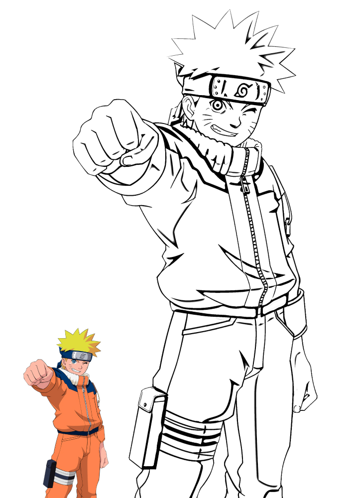 Naruto dans le saut-coloriage