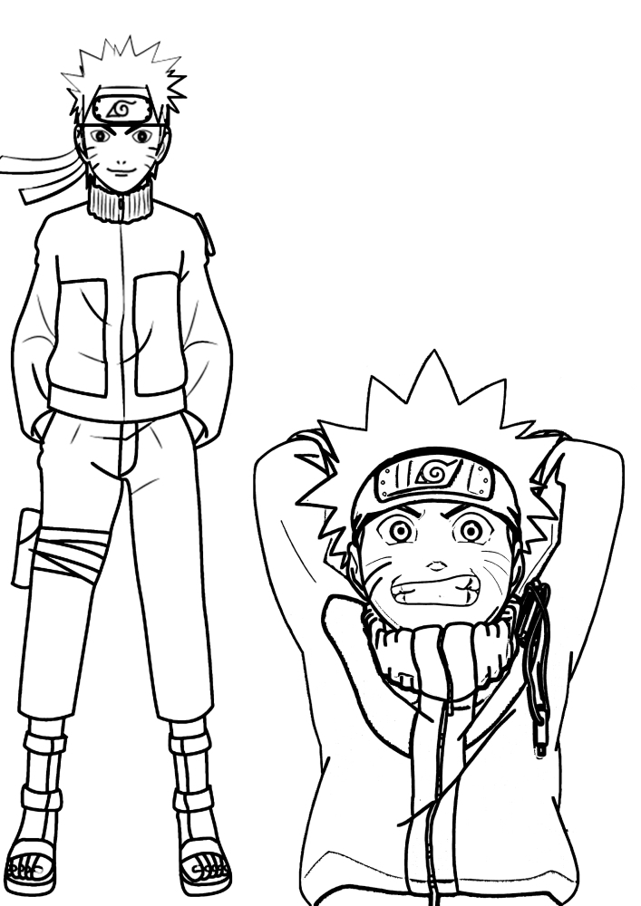 Coloriage Naruto en deux poses