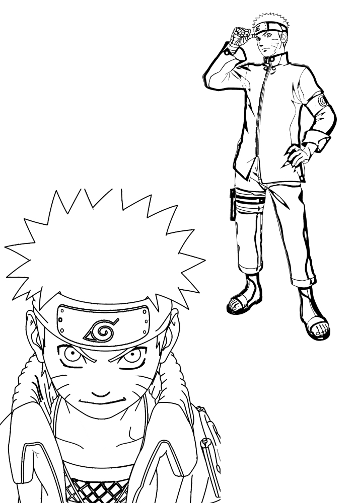 Une image complexe et détaillée en noir et blanc de Naruto