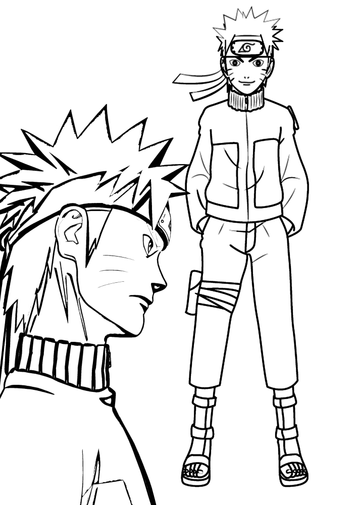 Sitting and standing Naruto-coloring book