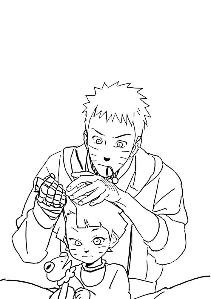 Alla kuva Himawarista-Naruton ja Sasuken tyttärestä