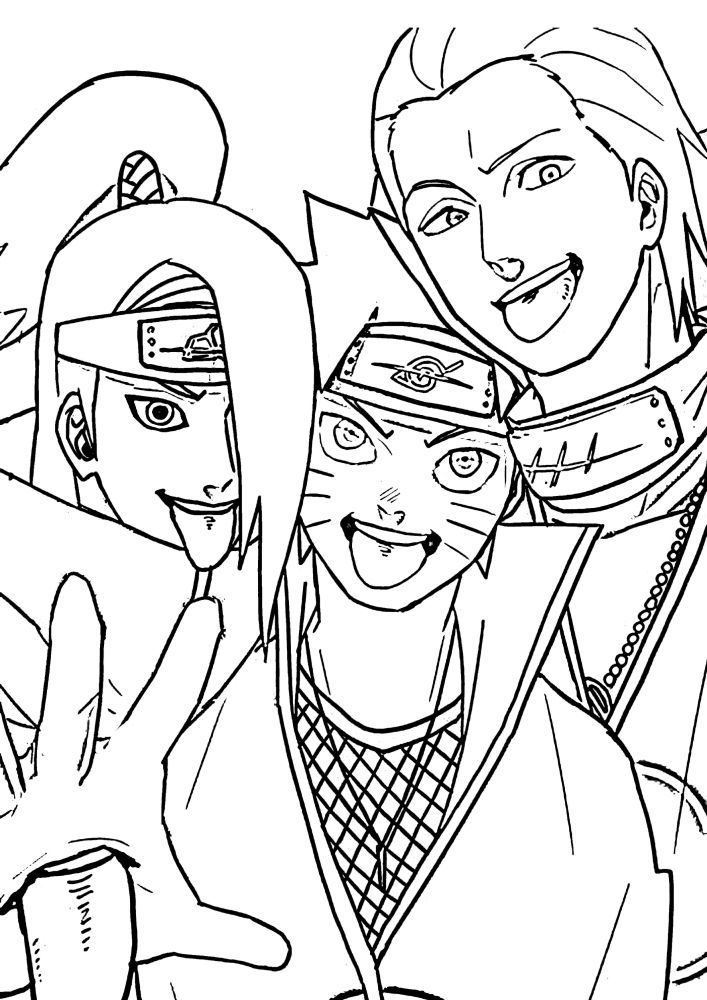 Existem cinco personagens aqui, mas todos eles são um personagem de Naruto.