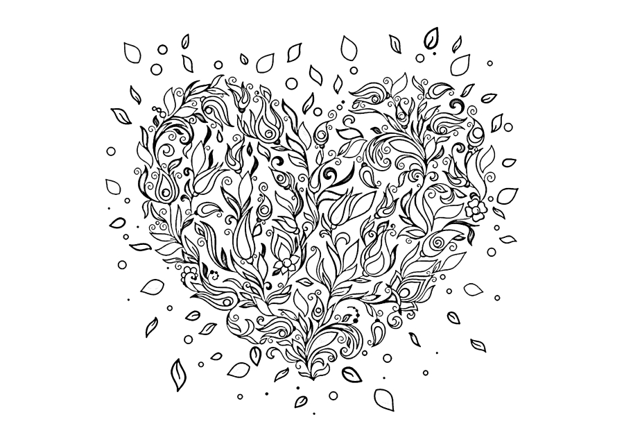 Detailed Heart-coloring book for adults