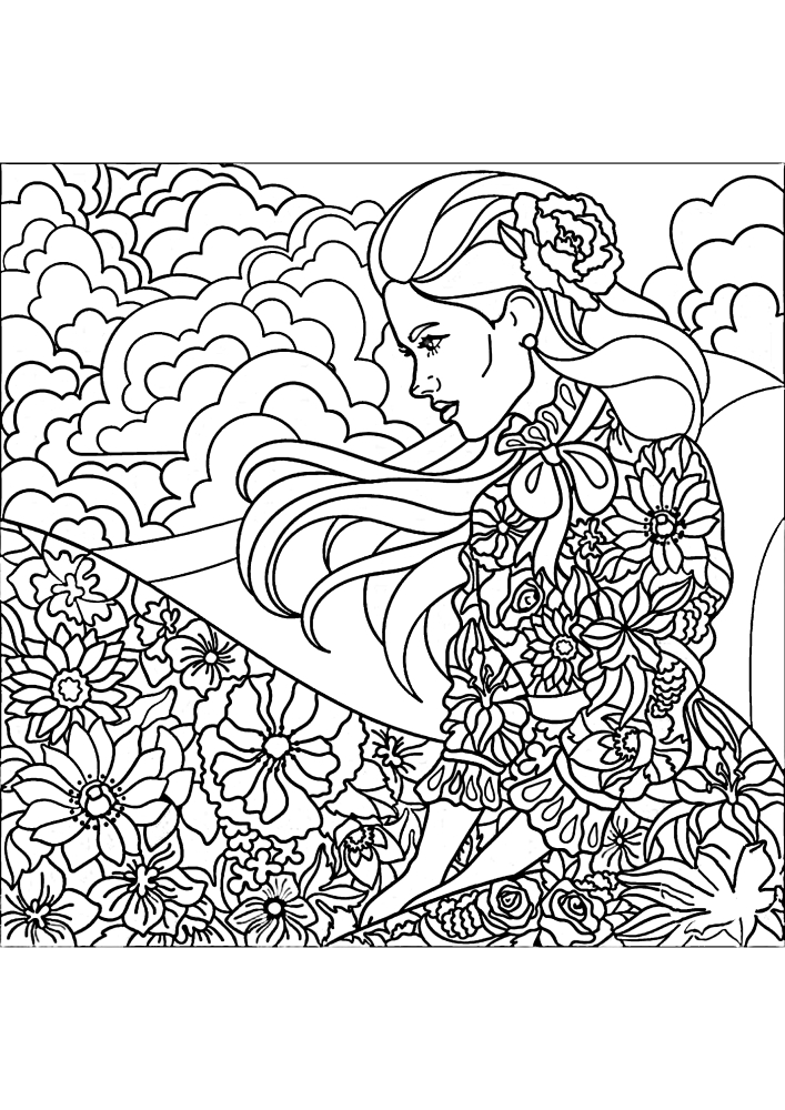 Car on the background of patterns-coloring book