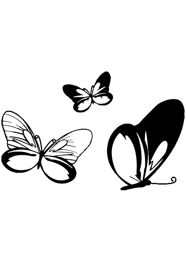 Papillon réaliste-image en noir et blanc.