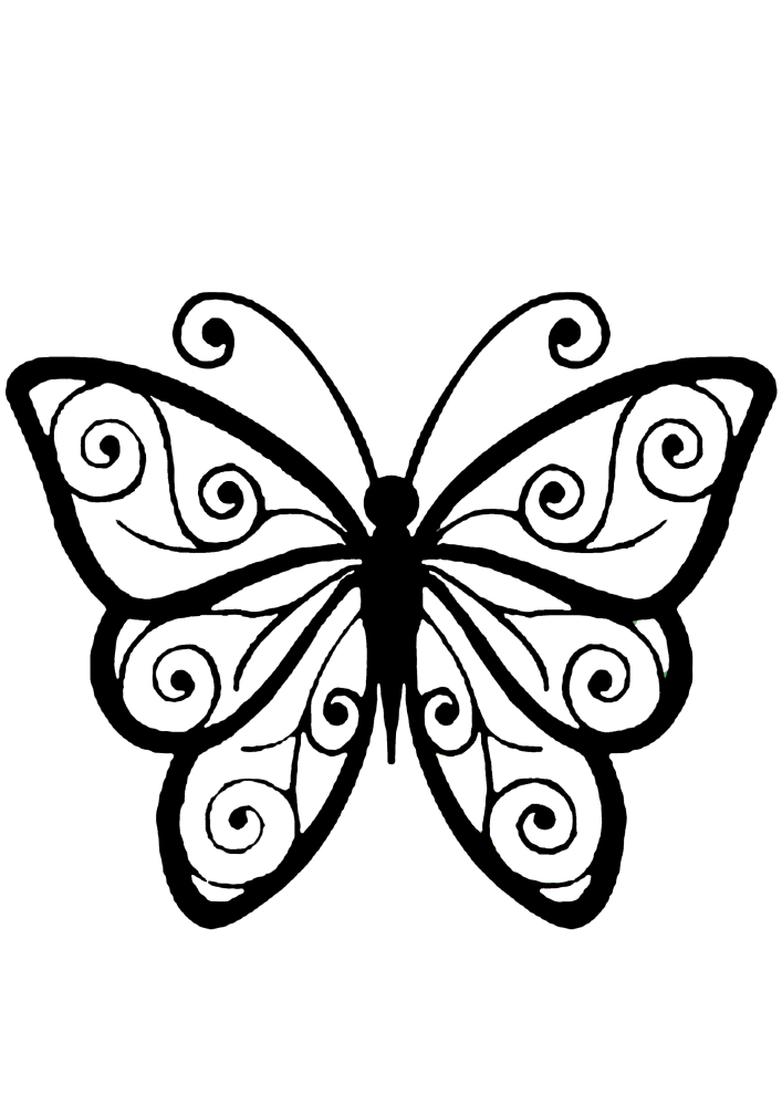Butterfly-mustavalkoinen kuva lapsille 4 vuotta vanha