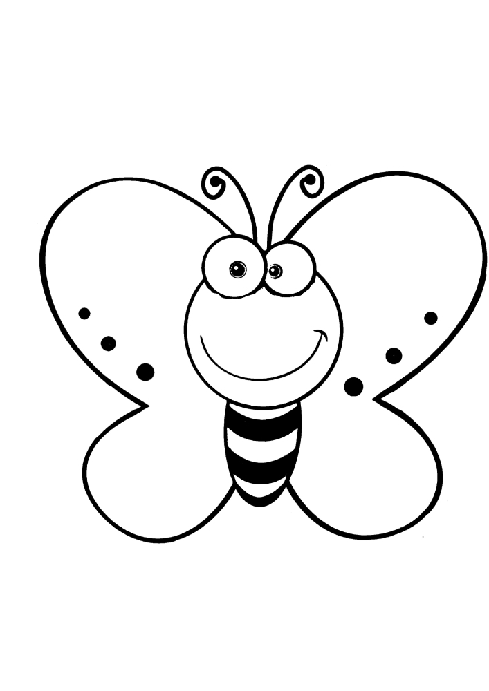 Smiling butterfly - coloring book for kids