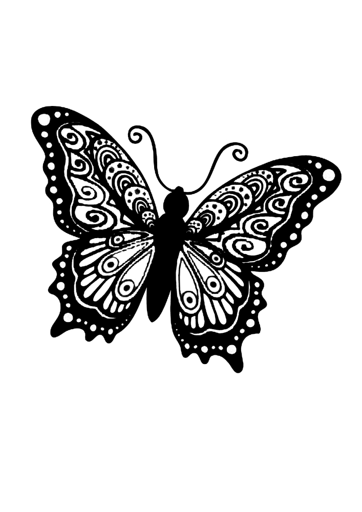 Anti-stress butterfly - black and white image.