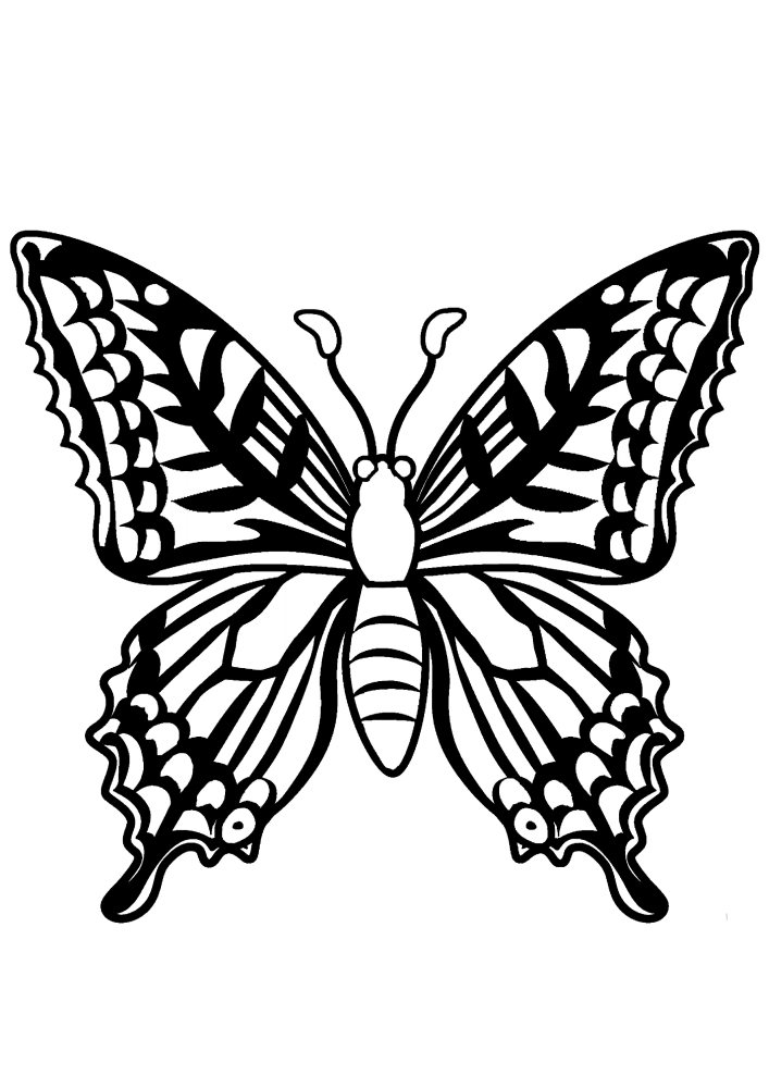 Coloriage papillon avec des motifs