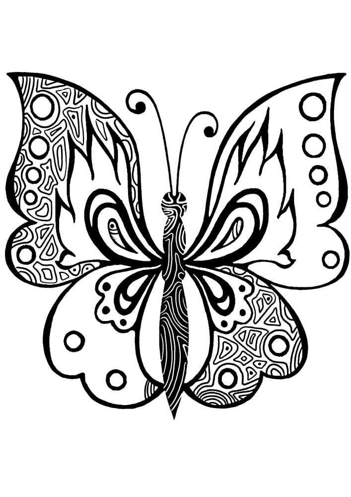 Антистресс бабочка - раскраска