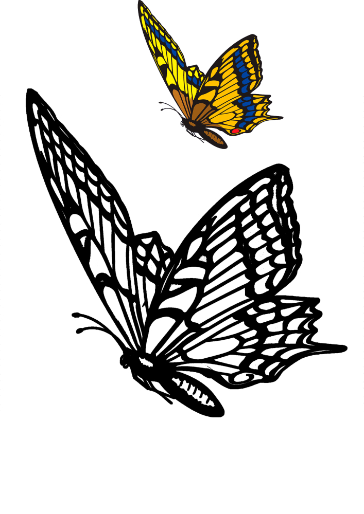 Feliz criatura hermosa con alas y la opción de colorear propuesta.