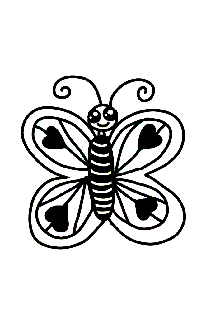 Butterfly-mustavalkoinen kuva lapsille 4 vuotta vanha