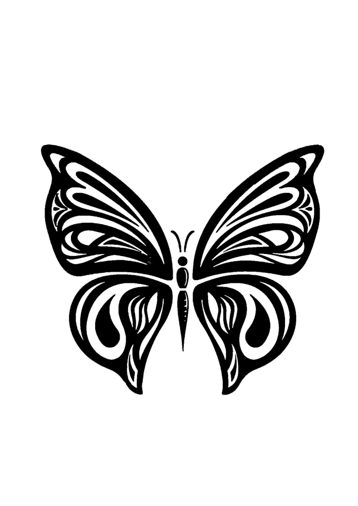 Schmetterling-Schwarz - Weiß-Bild für Kinder 4 Jahre alt.