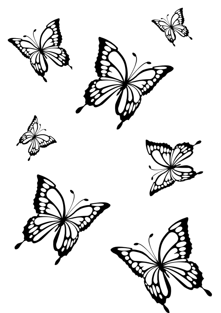 Nueve mariposas diferentes.