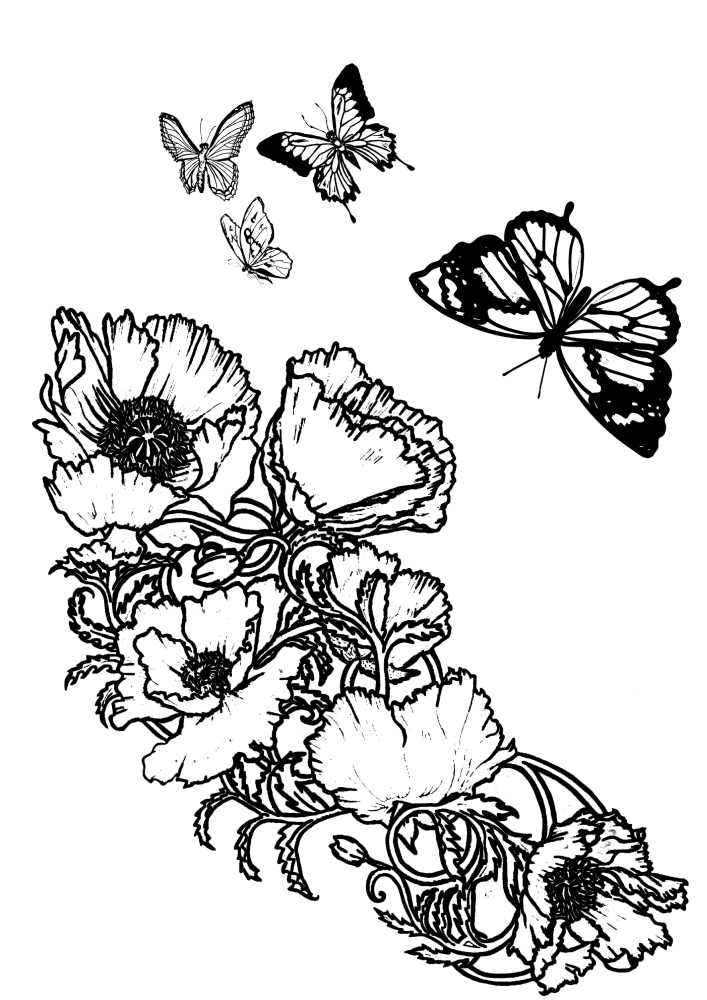 Seis borboletas diferentes - você pode mostrar imaginação e dar-lhes Qualquer cor