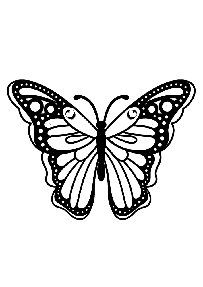 Реалистичная бабочка - чёрно-белое изображение.