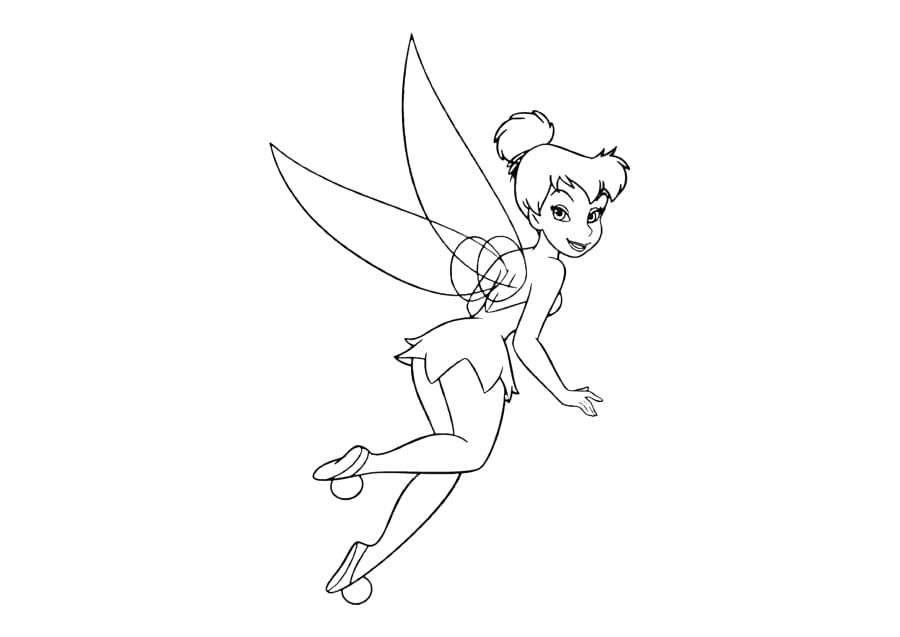 Tinker Bell saw a dragonfly next to a flower