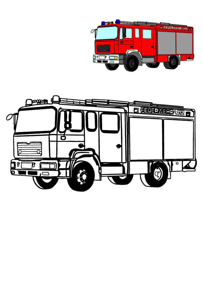 Fire truck and decoration pattern